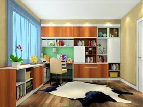 新柚木和象牙白板材 新实用主义书房家具--书柜